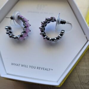 Bomb Party Earrings. Lab Created Lavender Ice Crystal Hematite Plating.